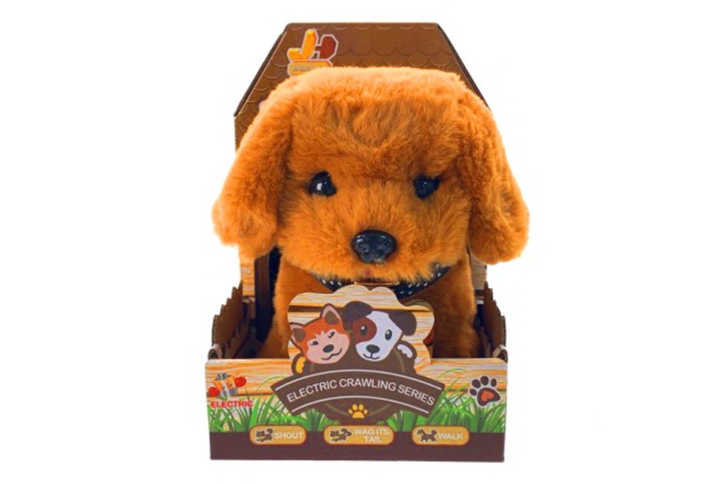 IDT016450 ELECTRIC CRAWLING PUSH DOG - BROWN RETRIEVER