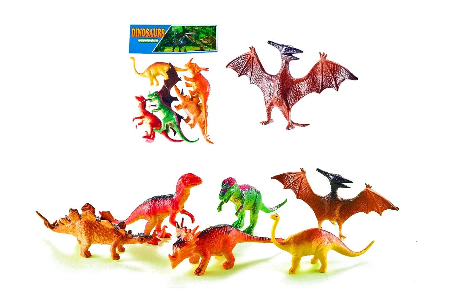 IDT017150 6 PCE DINOSAUR W/PTERODACTYL IN BAG