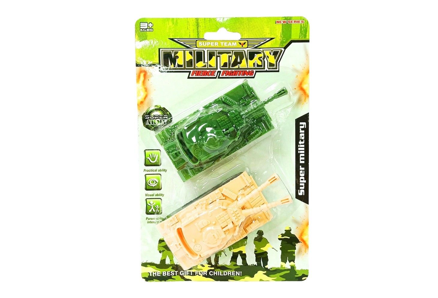 IDT017746 2 PCE PULLBACK MILITARY TANK SET IN B/C