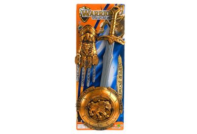 IDT016904 WARRIOR WEAPON W/ROUND SHIELD ON CARD