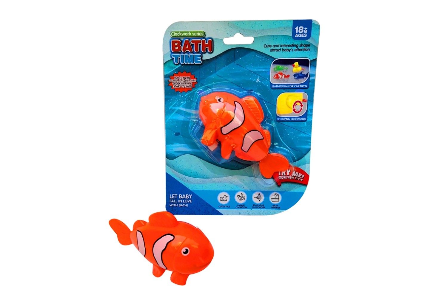 IDT017546 BATH TIME WIND-UP FISH ON CARD
