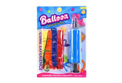 IDT16635 STRIPED PARTY BALLOONS W/PUMP ON CARD