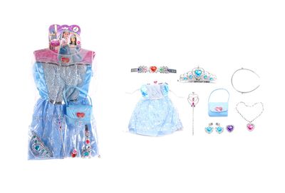 IDT16330 BLUE PRINCESS DRESS DRESS UP PLAYSET W/HANGER IN BAG