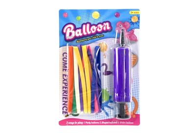 IDT16633 LONG PARTY BALLOONS W/PURPLE PUMP ON CARD