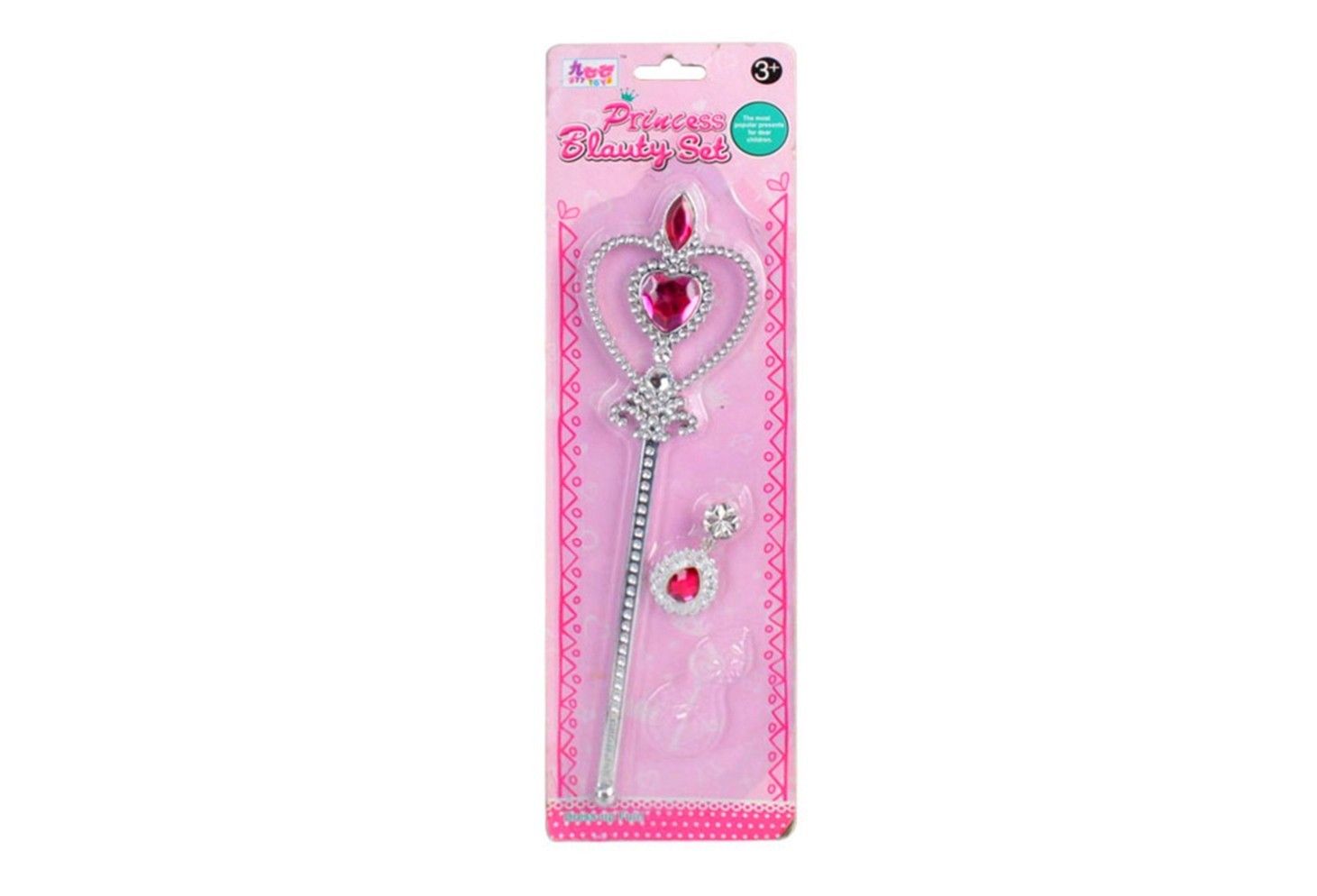 PRINCESS BEAUTY SET W/WAND &amp; EARINGS PINK