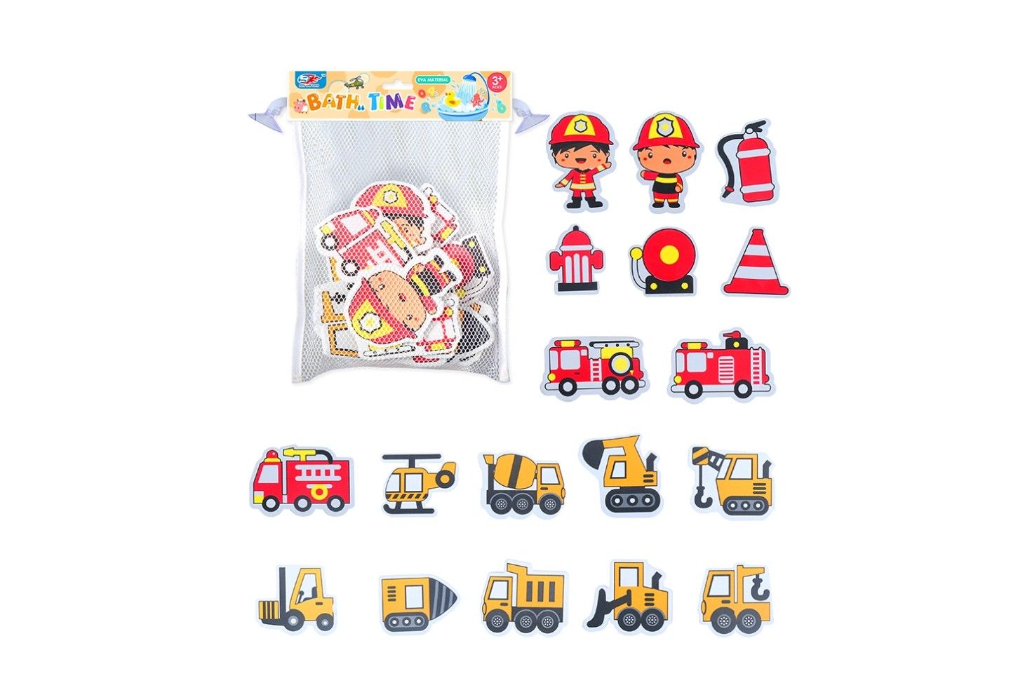 18 PCE FIRE CONTROL &amp; ENGINEERING TOYS IN MESH BAG
