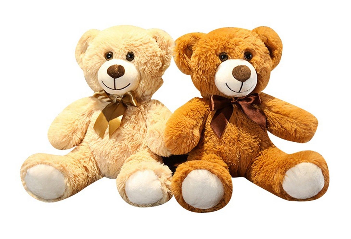 35CM PLUSH BEAR W/RIBBON BOW 2 ASTD
