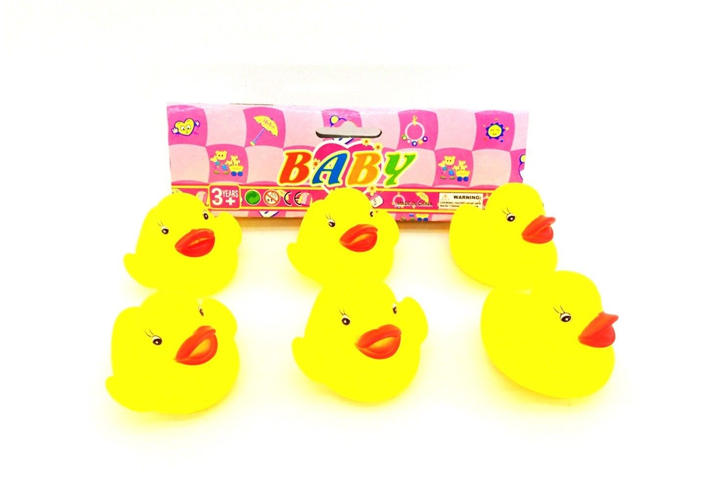 6 PCE YELLOW BABY DUCKS BATH TOYS IN BAG
