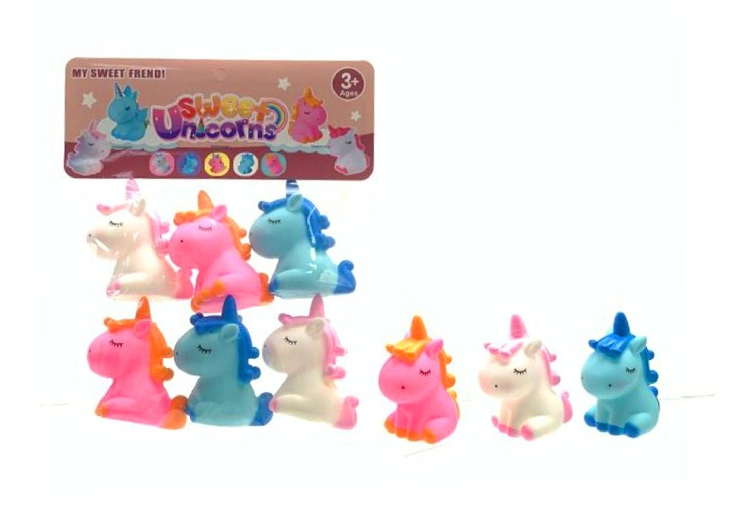 6 PCE SWEET UNICORNS BATH TOYS IN BAG
