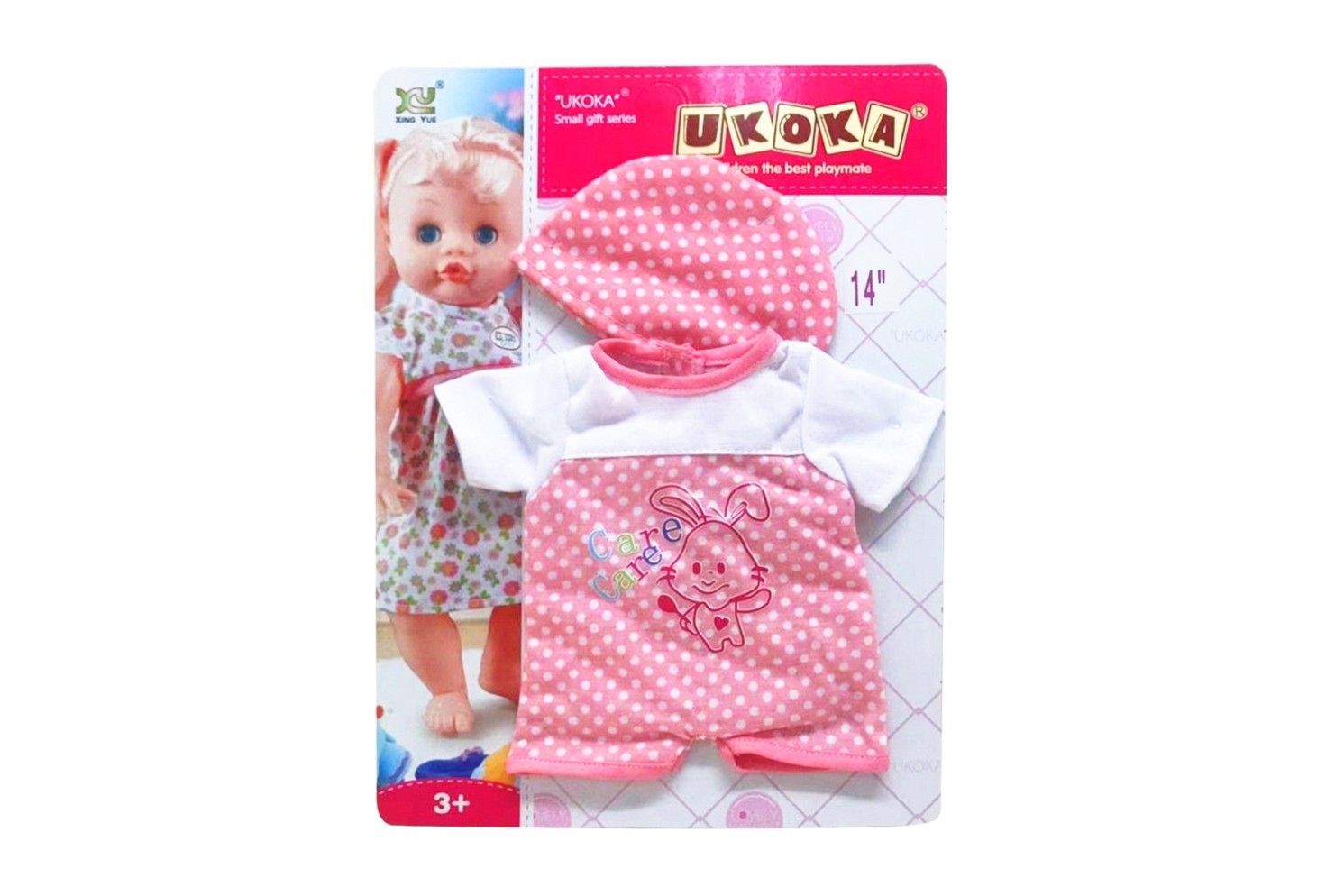 14INCH UKOKA HAT &amp; CARE CARE PRINT JUMPSUIT OUTFIT