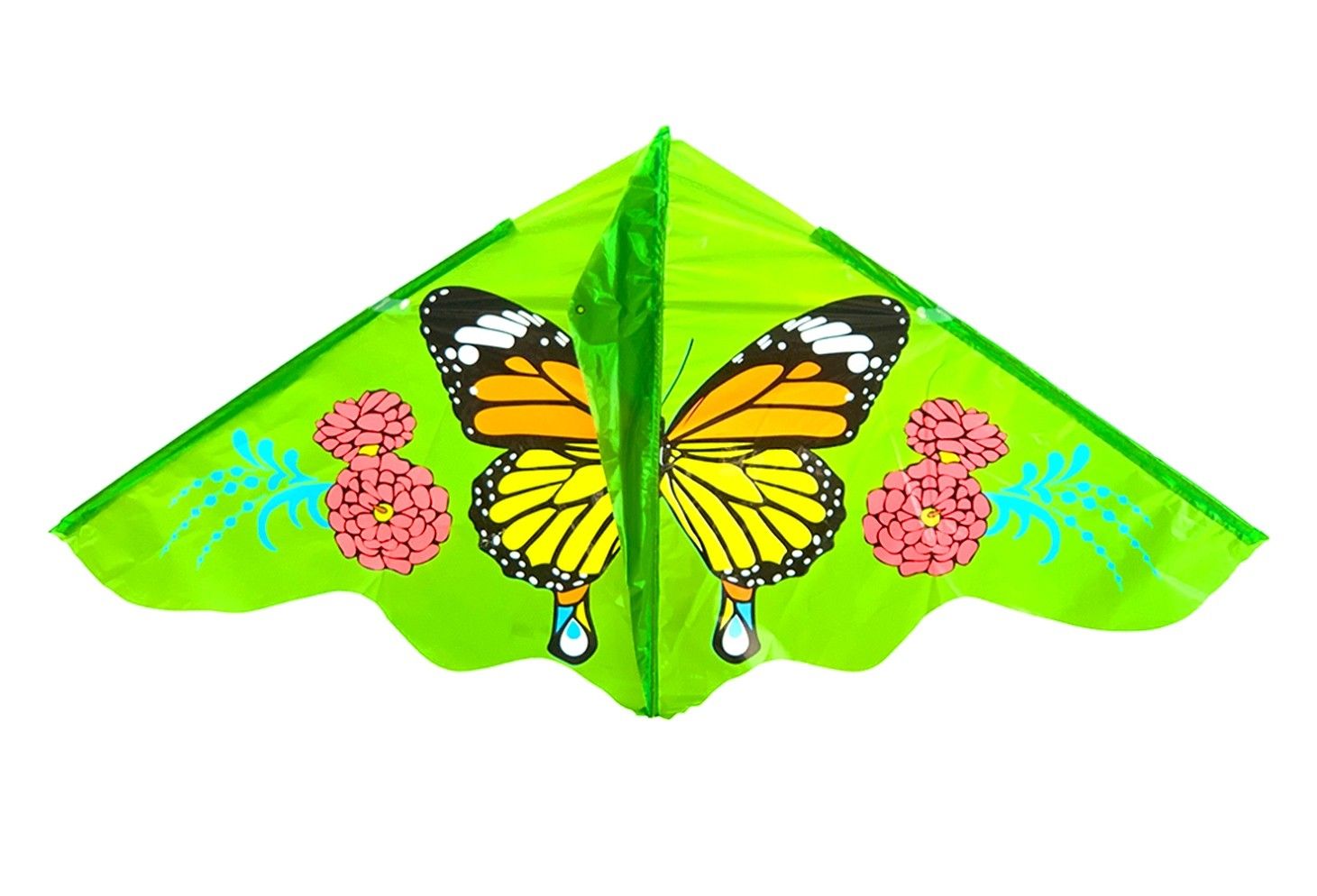 GREEN BUTTERFLY &amp; FLOWERS KITE IN BAG