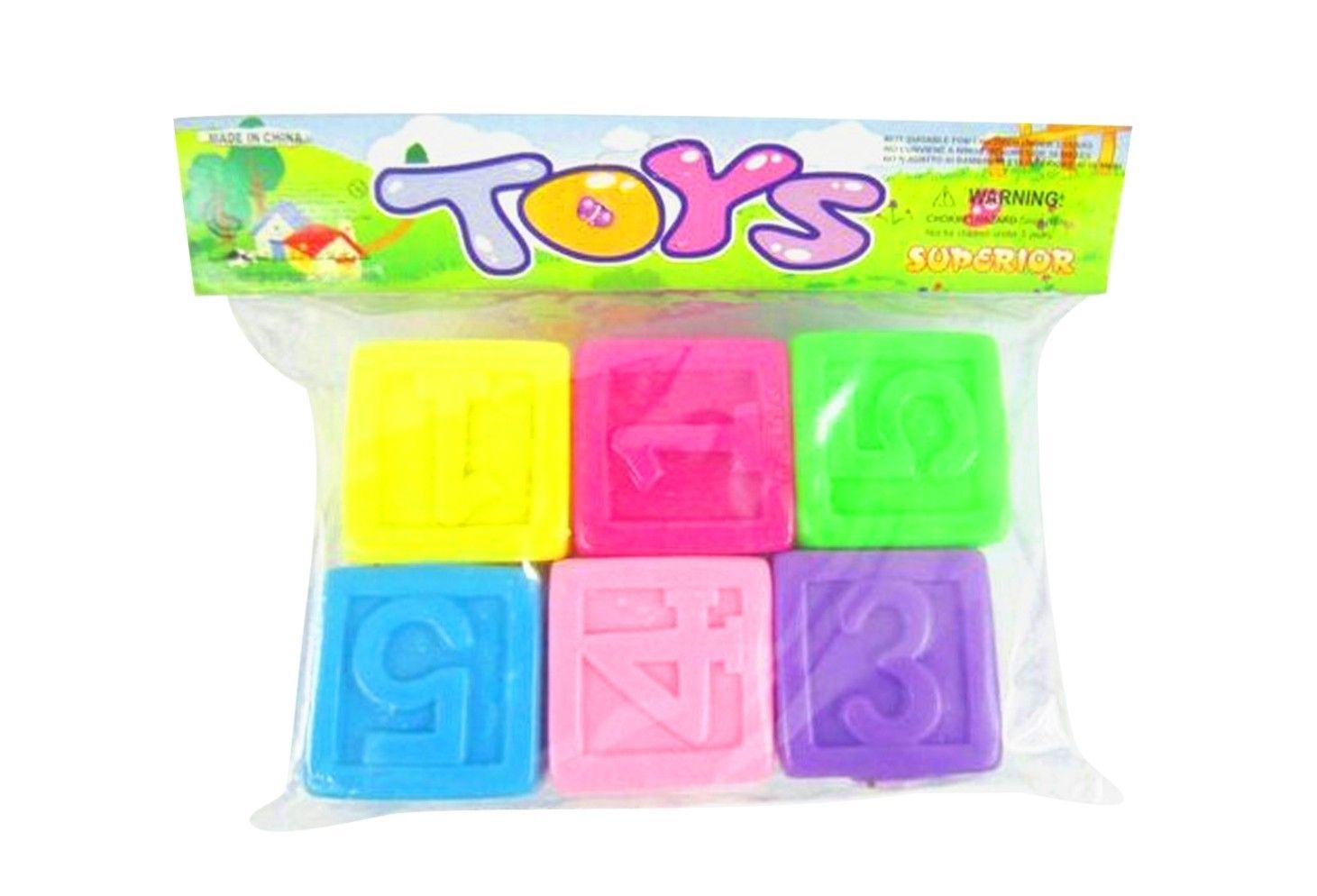 6 PCE NUMBER CUBES BATH TOYS IN BAG