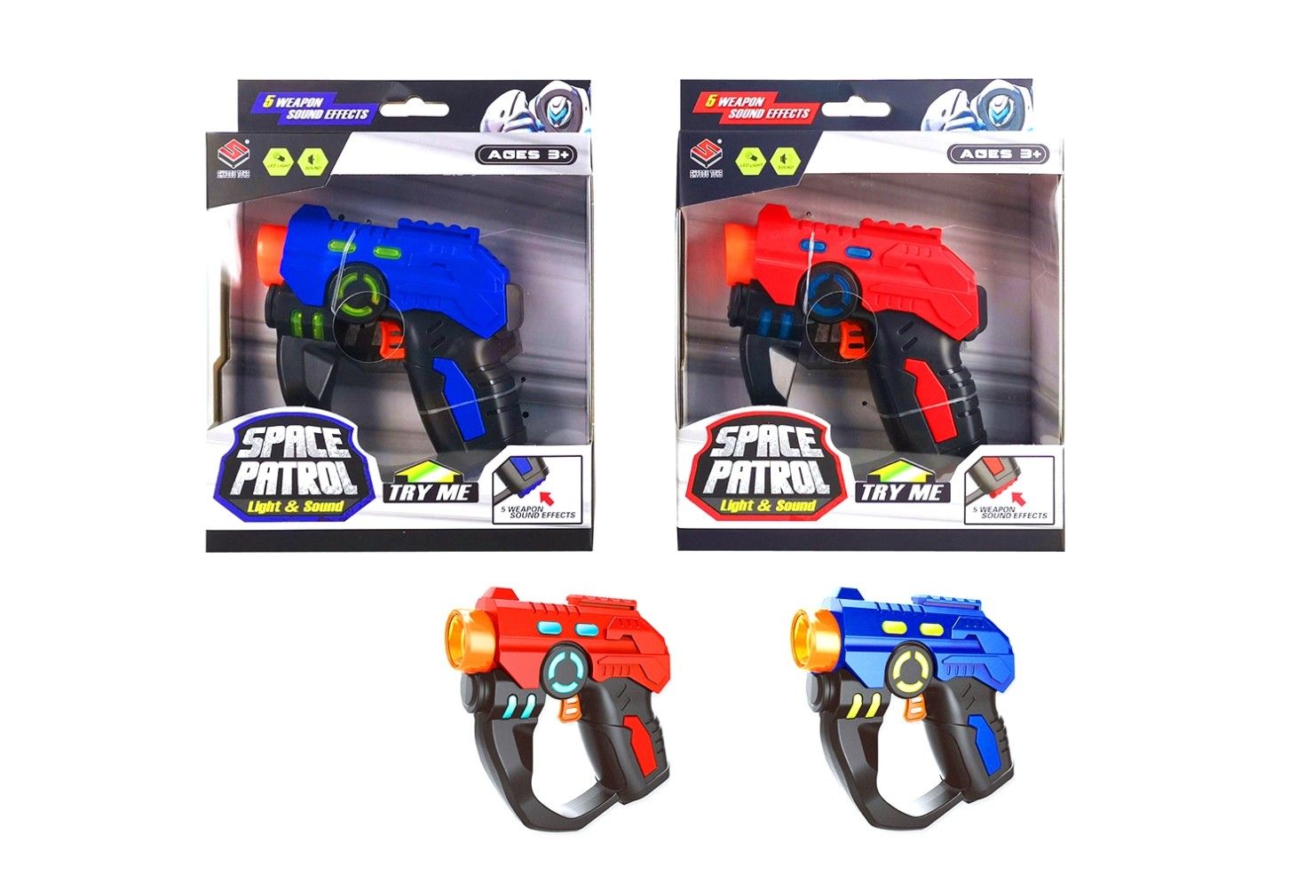 SPACE PATROL HAND GUN W/LIGHT &amp; SOUND 2 ASTD