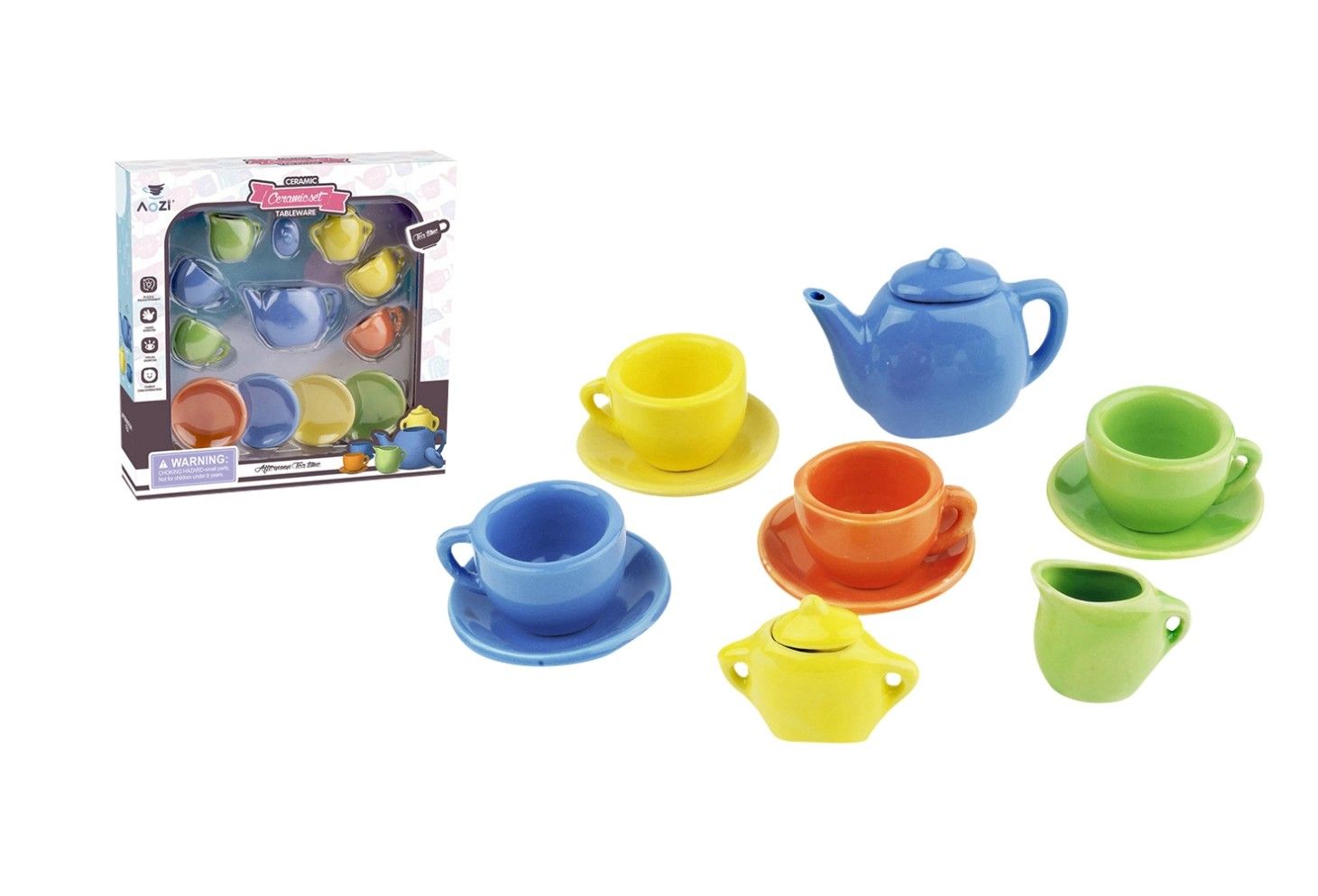 MULTI COLOUR PORCELAIN TEA SET