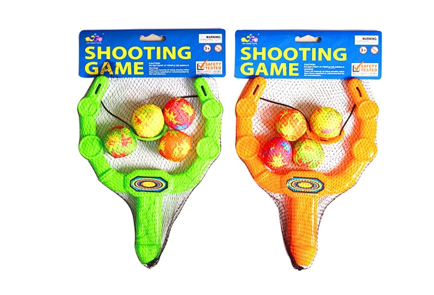 SLING SHOOTING GAME W/4 BALLS IN NET BAG 2 ASTD