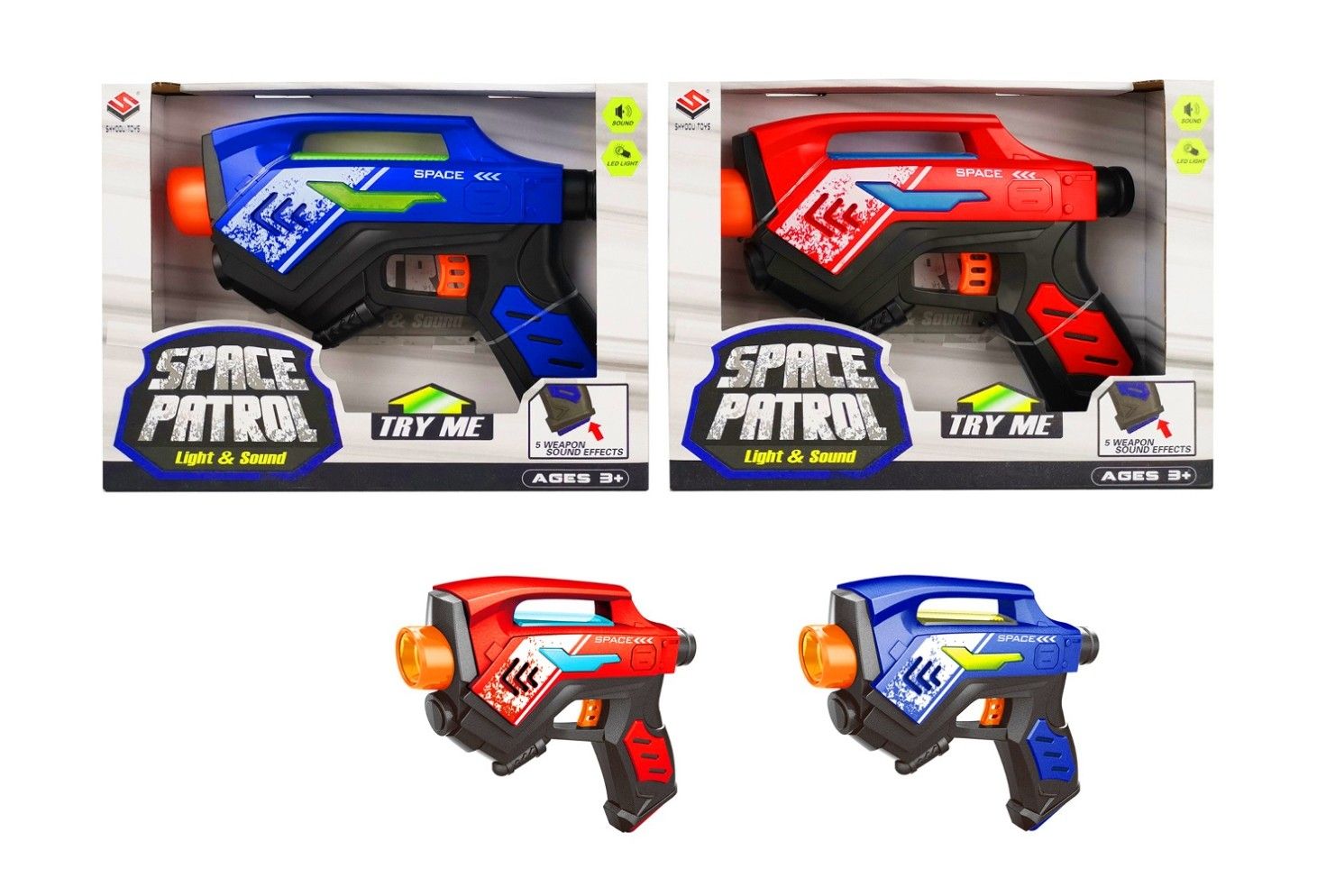 B/O SPACE PATROL HAND GUN 2 ASTD
