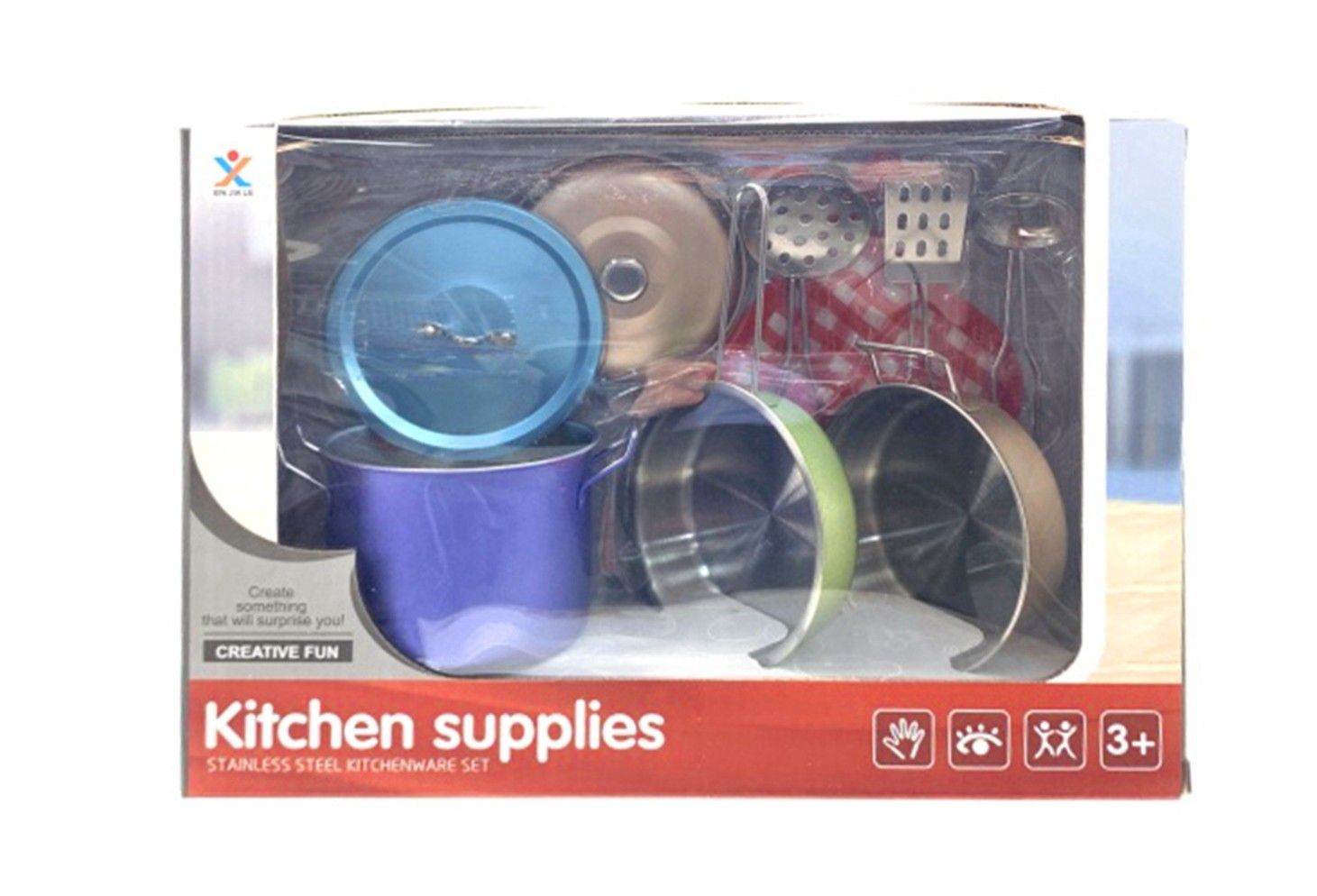 METAL KITCHEN MULTI COLOUR POTS SET IN BOX