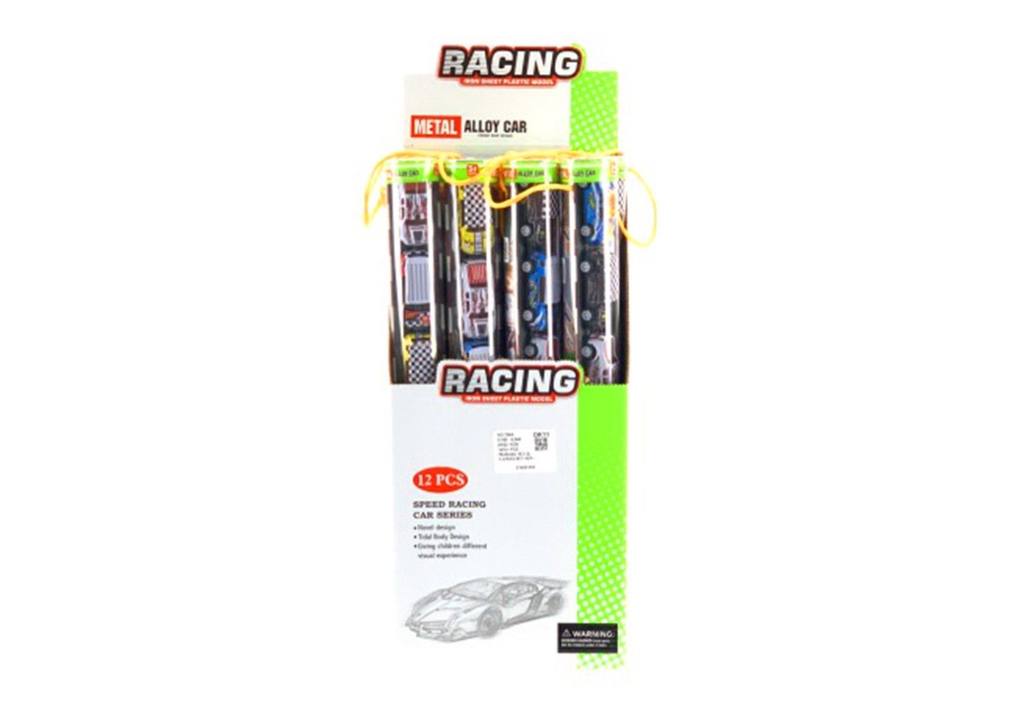 6 PCE DIECAST RACING CAR W/MAP IN TUBE 12 IN DISPLAY