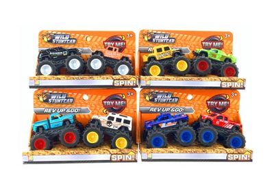 WILD STUNT FREE WHEEL & FRICTION DEICAST CAR SET 4 ASTD