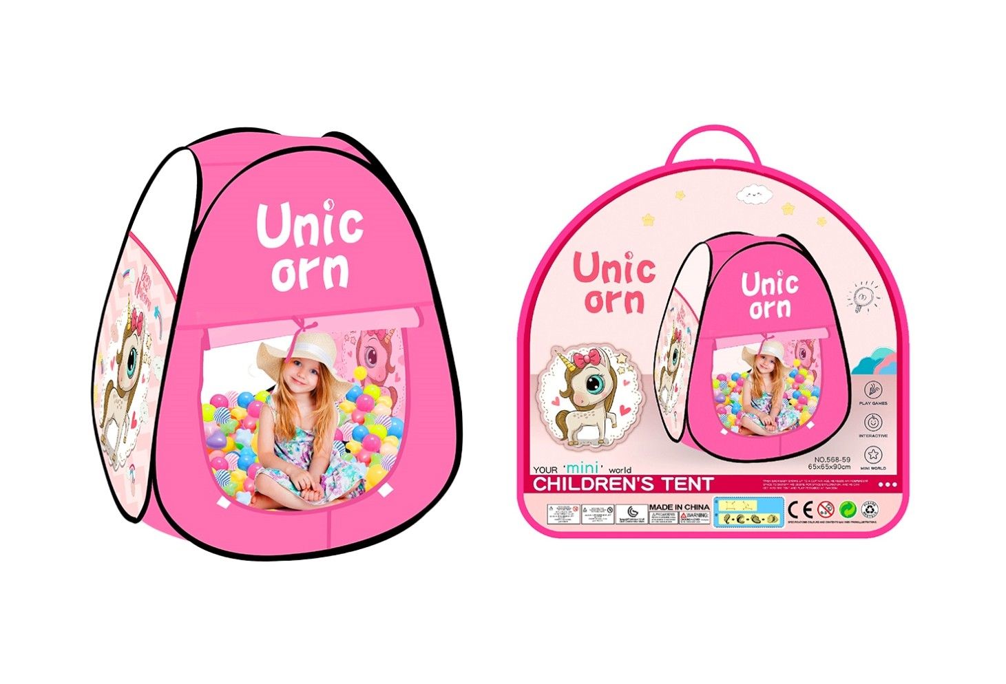 PINK UNICORN TENT IN ZIPPER BAG