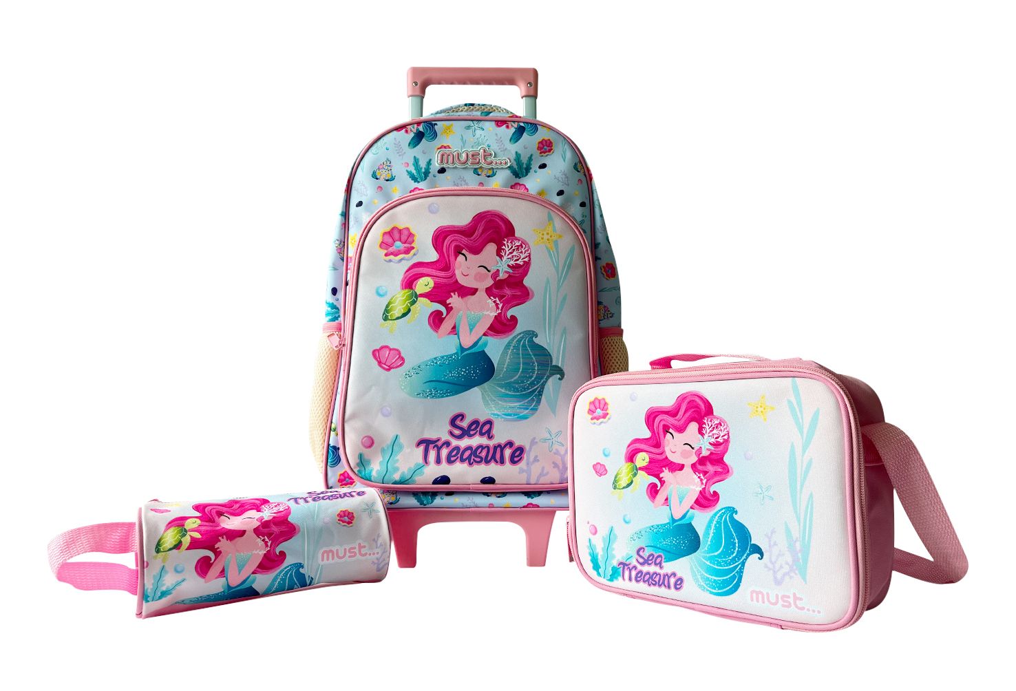 MUST BACKPACK TROLLEY 16INCH SET OF 3PCE MERMAID