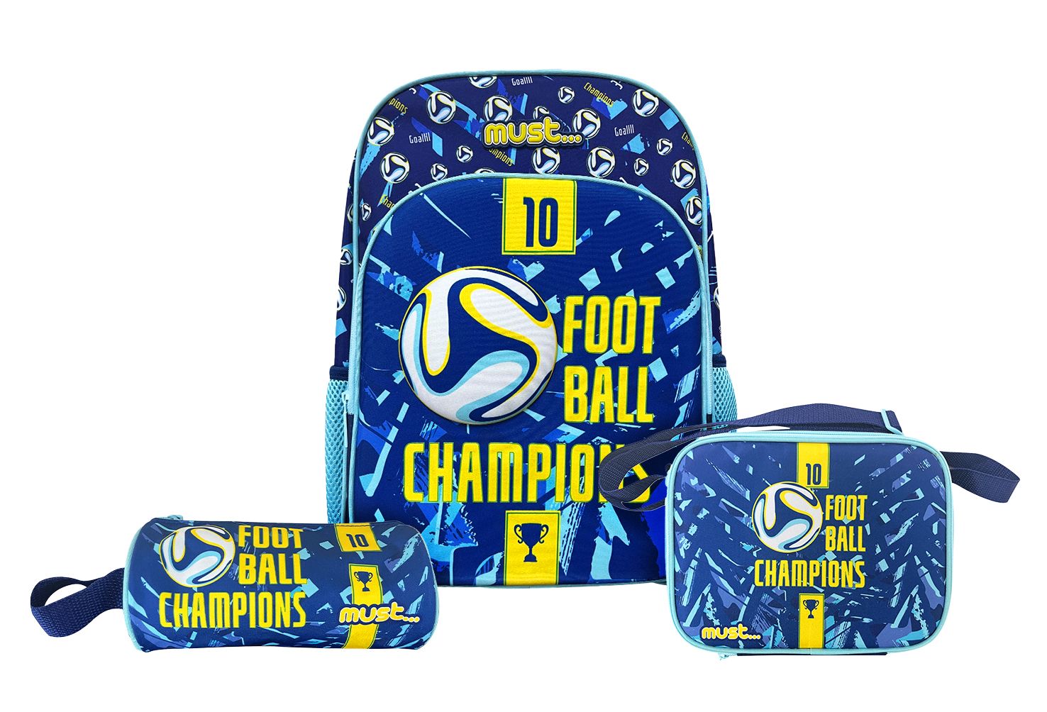 MUST BACKPACK SET OF 5PCE FOOTBALL CHAMPIONS