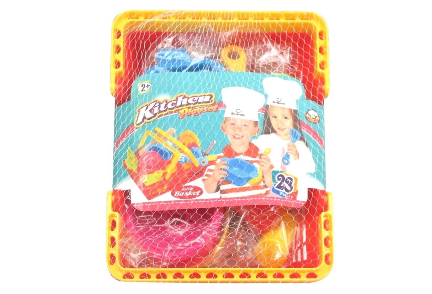 KITCHEN PLAYSET IN BASKET 23 PCE