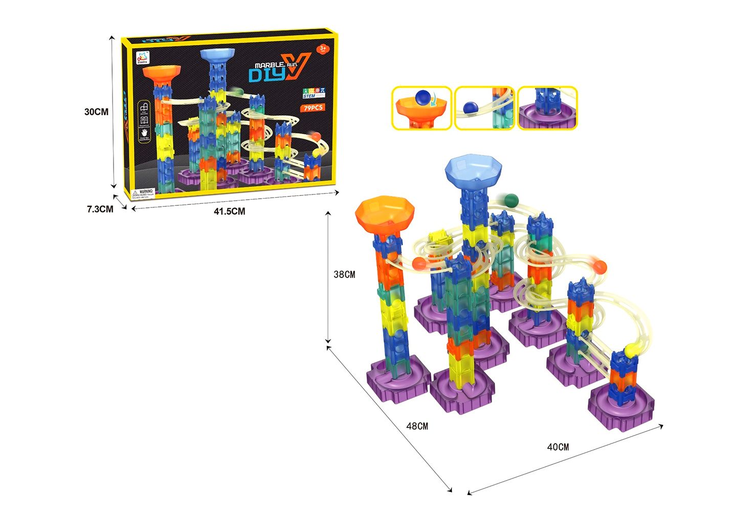 MARBLE RUN BUILDING BLOCK SET IN PRITED BOX 79PCE