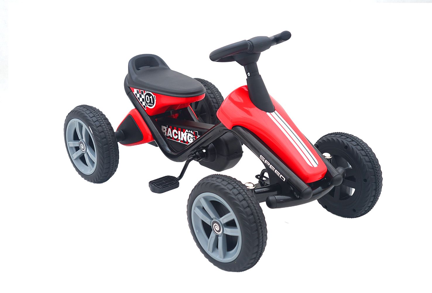 RED IN COLOUR GO-KART W/PLASTIC WHEELS