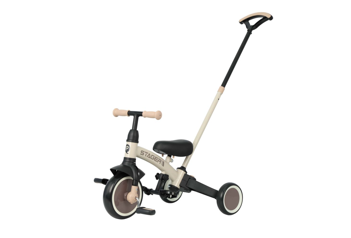 STAGER 3IN1 TRICYCLE W/CHILD PUSHCHAIR BEIGE / BROWN