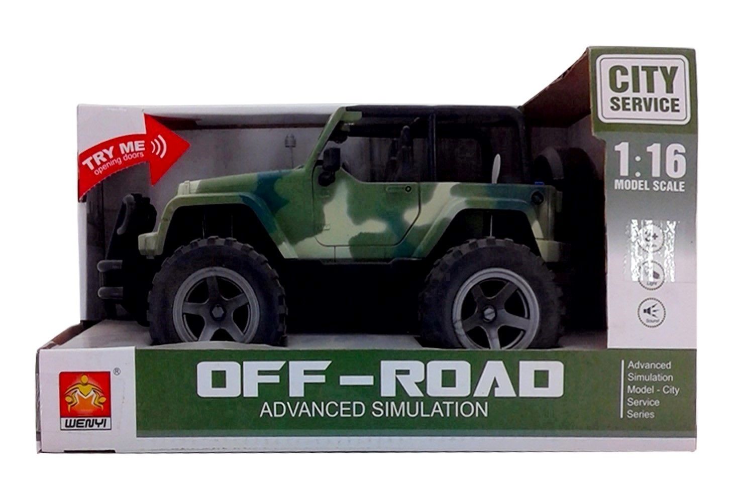OFF ROAD CAMOUFLAGE JEEP W/SOUND&amp;LIGHT IN OPP BOX