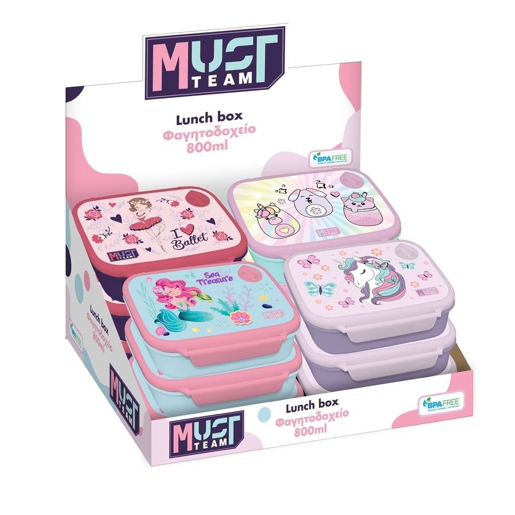 MUST LUNCH BOX GIRLS 800ML 18X13X6CM PP 12 DISPL 4 DES