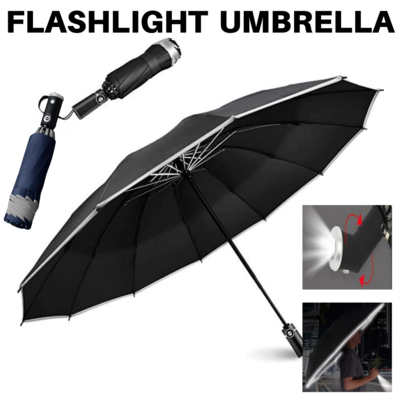 Automatic Open Flashlight Umbrella