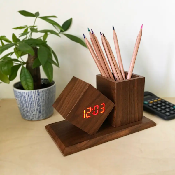 Desktop Clock/Pen Holder