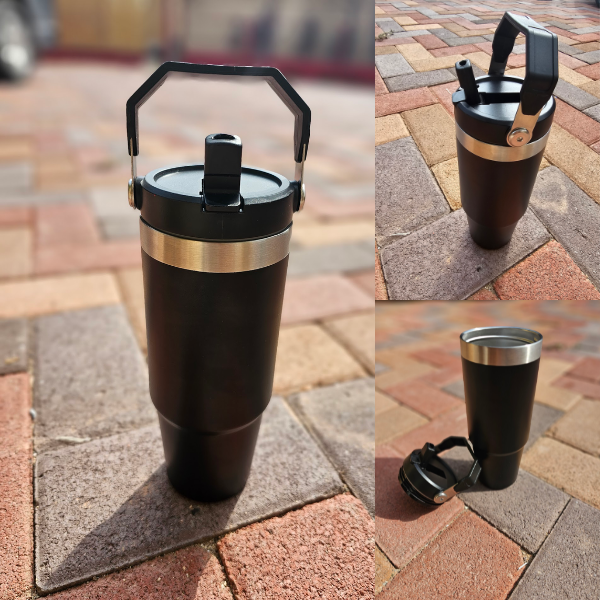 30 Oz Travel Tumbler w/ Handle &amp; Flip Spout