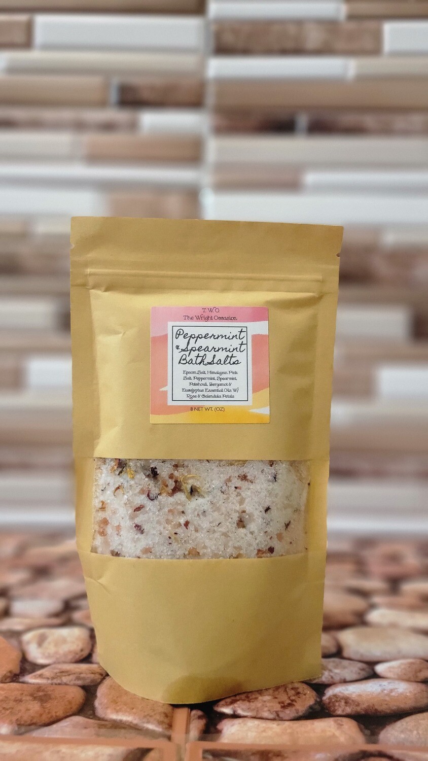 Peppermint &amp; Spearmint Bath Salts W/ Epsom Salt