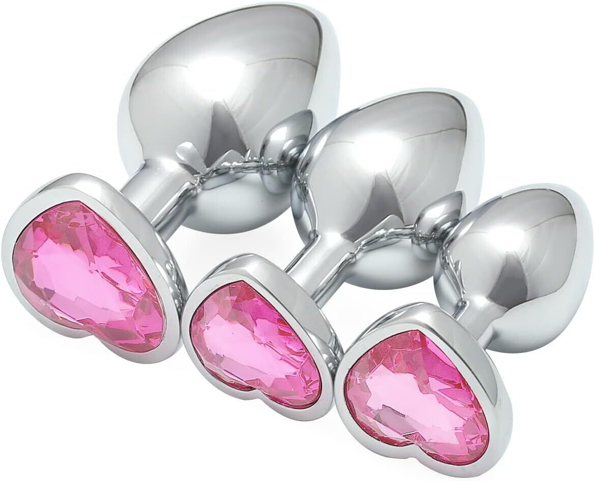 3 Piece Luxury Jewelry Design Fetish Heart Metal Anal Butt Plug