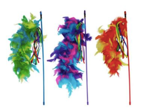 Multipet Multipet Cat Danglers 20inch Colorful Cat Teaser Wands with Feathers