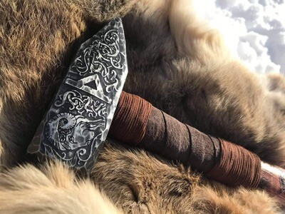Viking Ram Mjolnir Hammer- Hand Engraved