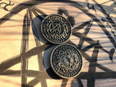 5 x Yog-Sothoth Lovecraft Inspired Coins Antiqued