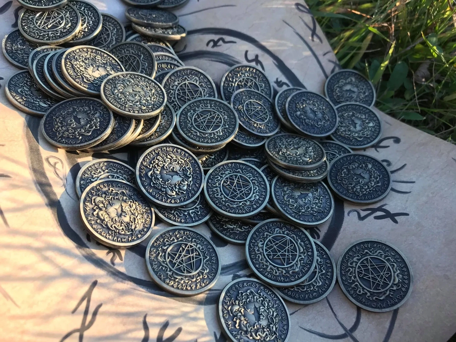 5 x Yog-Sothoth Lovecraft Inspired Coins Antiqued