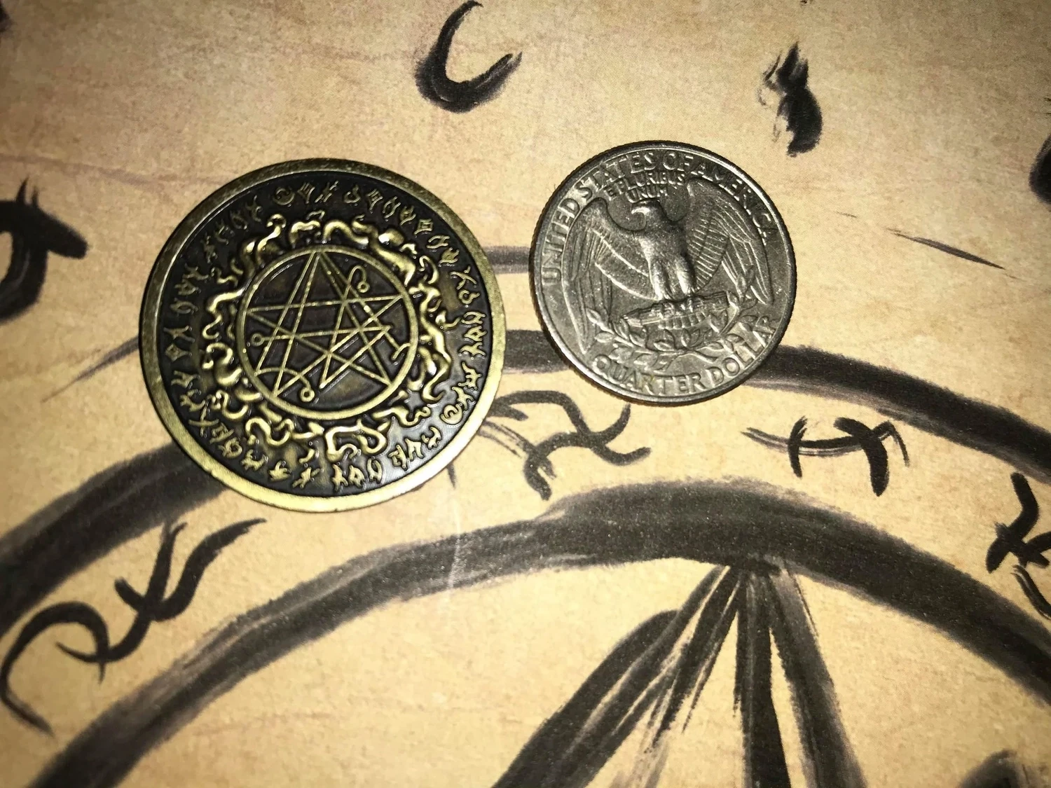 5 x Yog-Sothoth Lovecraft Inspired Coins Antiqued