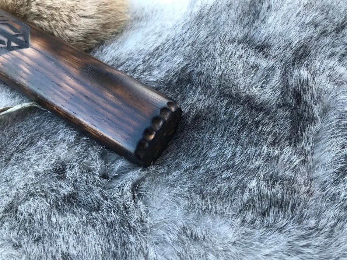 Large Viking Crow Berserker Hammer Hand Engraved Burned and Carved