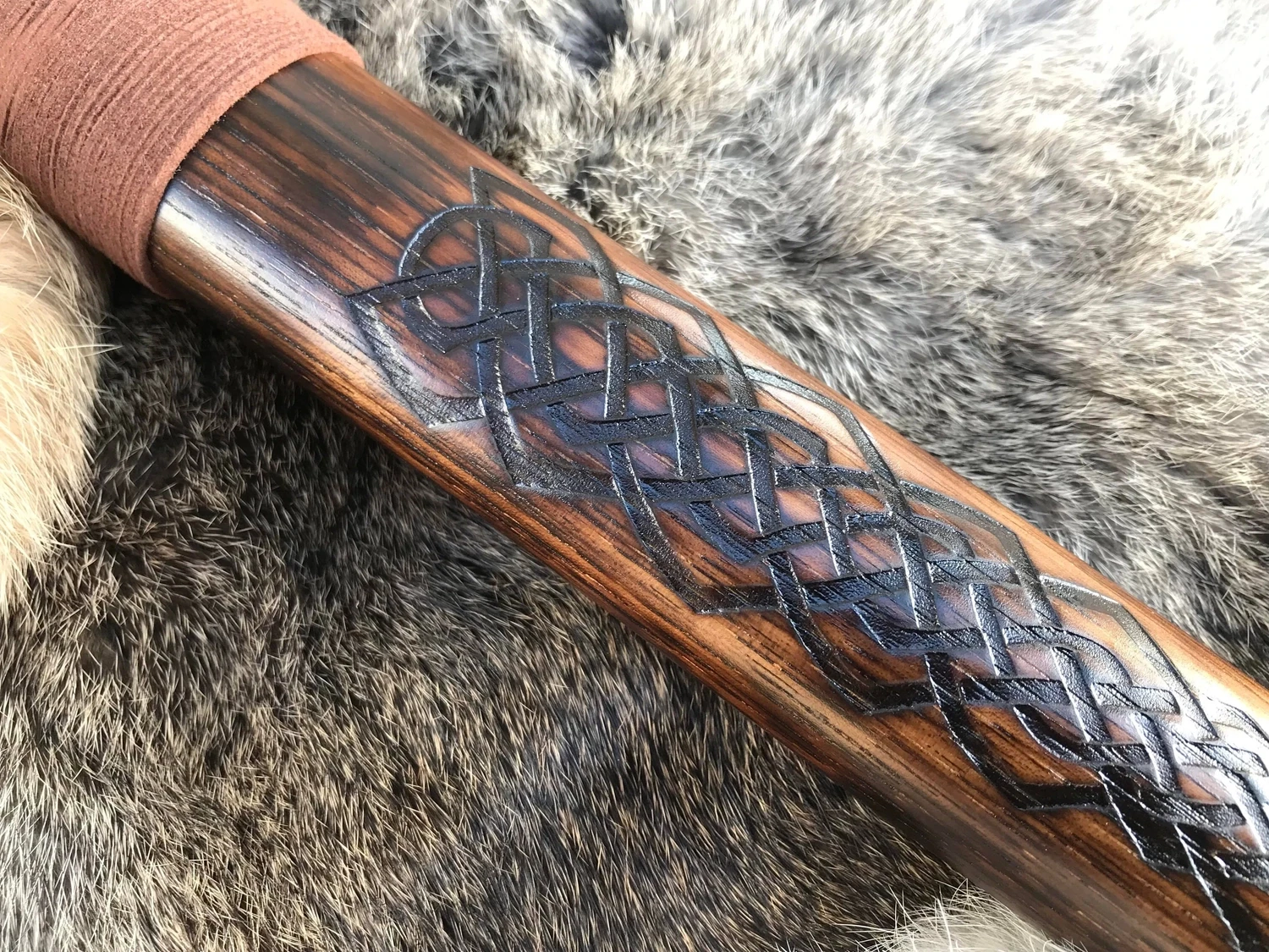 Large Viking Vegvisir Berserker Hammer Hand Engraved Burned and Carved