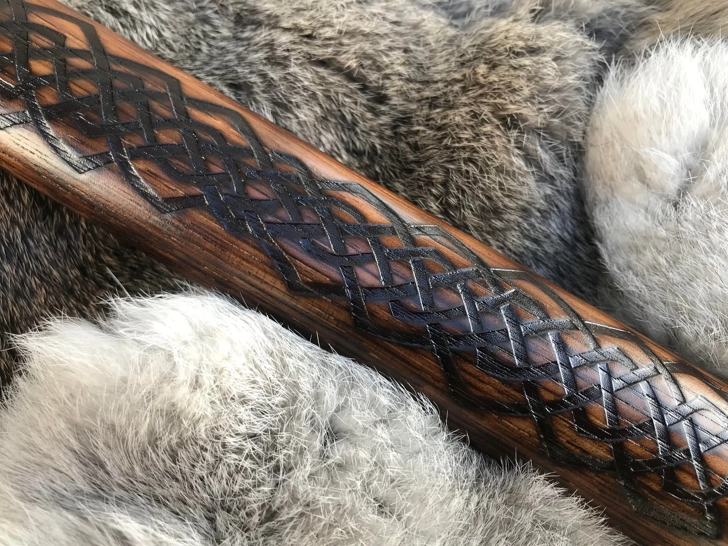 Large Viking Vegvisir Berserker Hammer Hand Engraved Burned and Carved