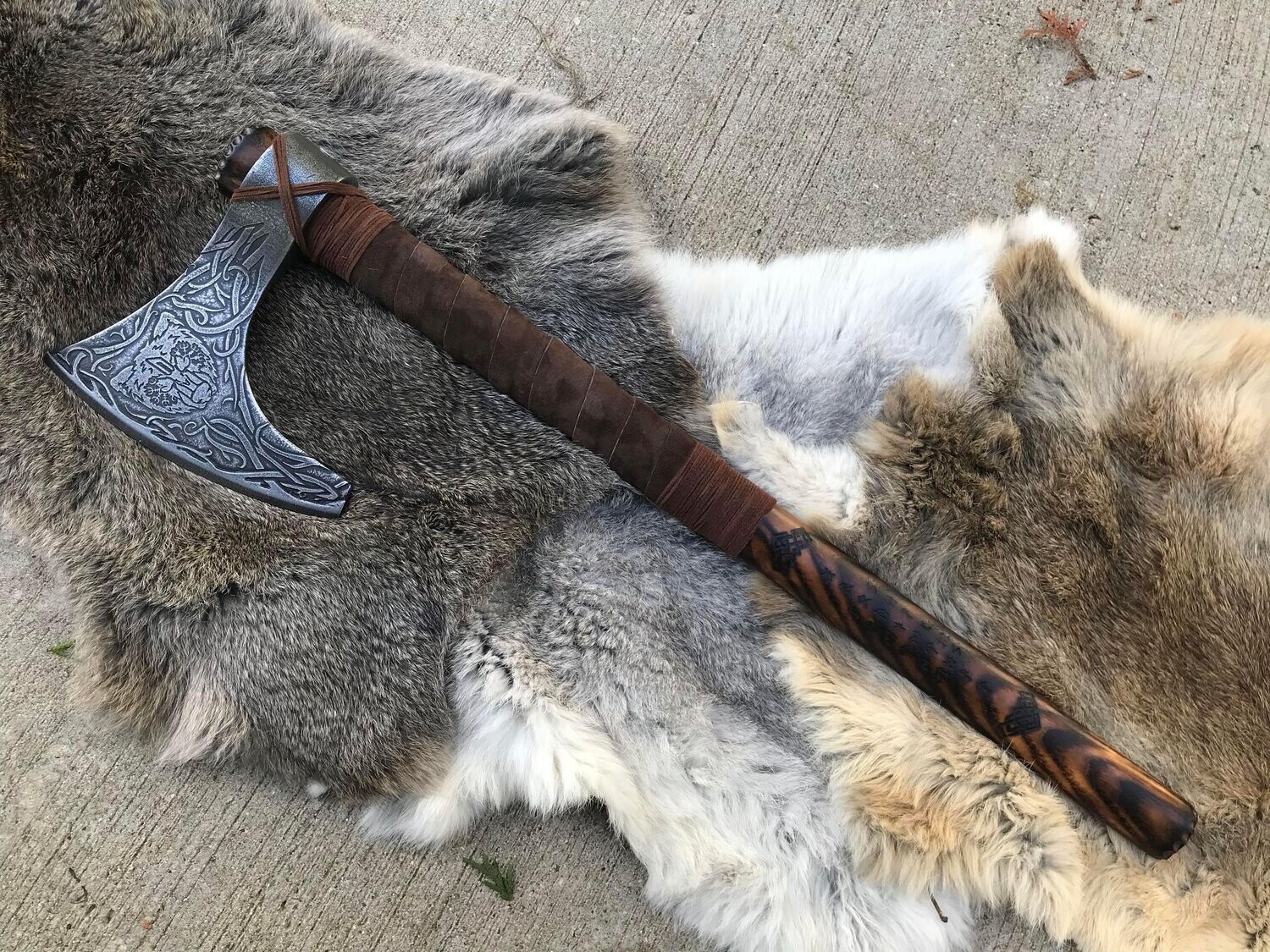 Bear Viking Hand Axe Engraved Modified Cold Steel