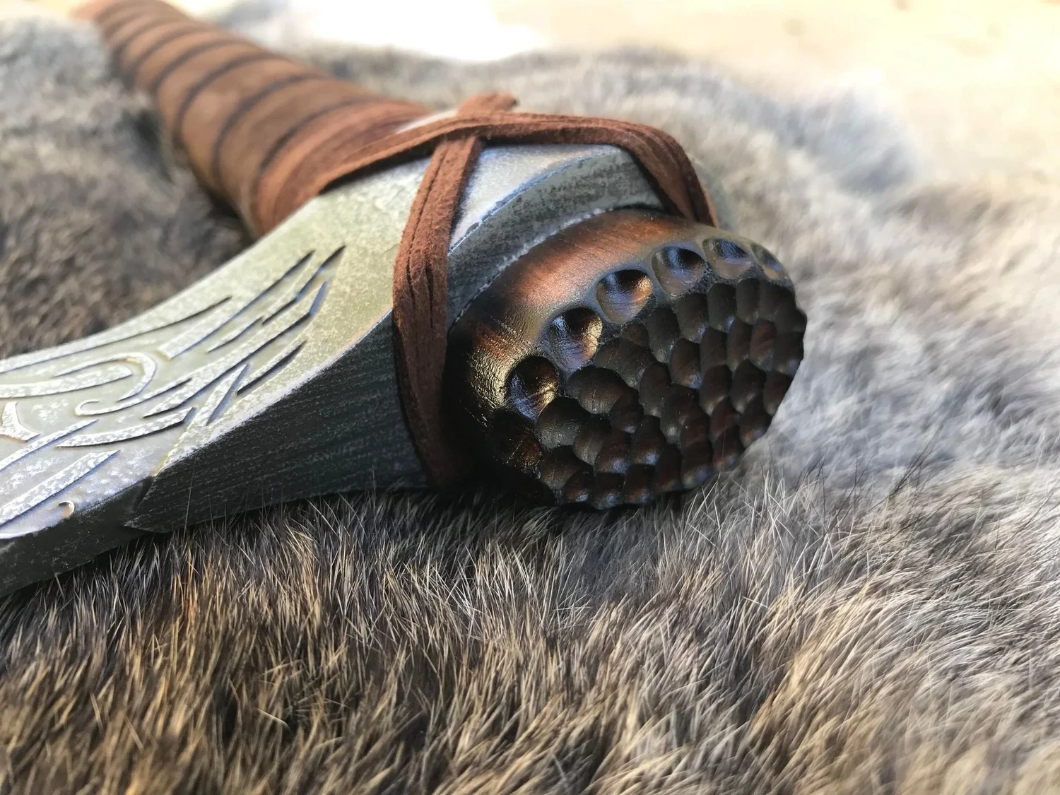 Bear Viking Hand Axe Engraved Modified Cold Steel
