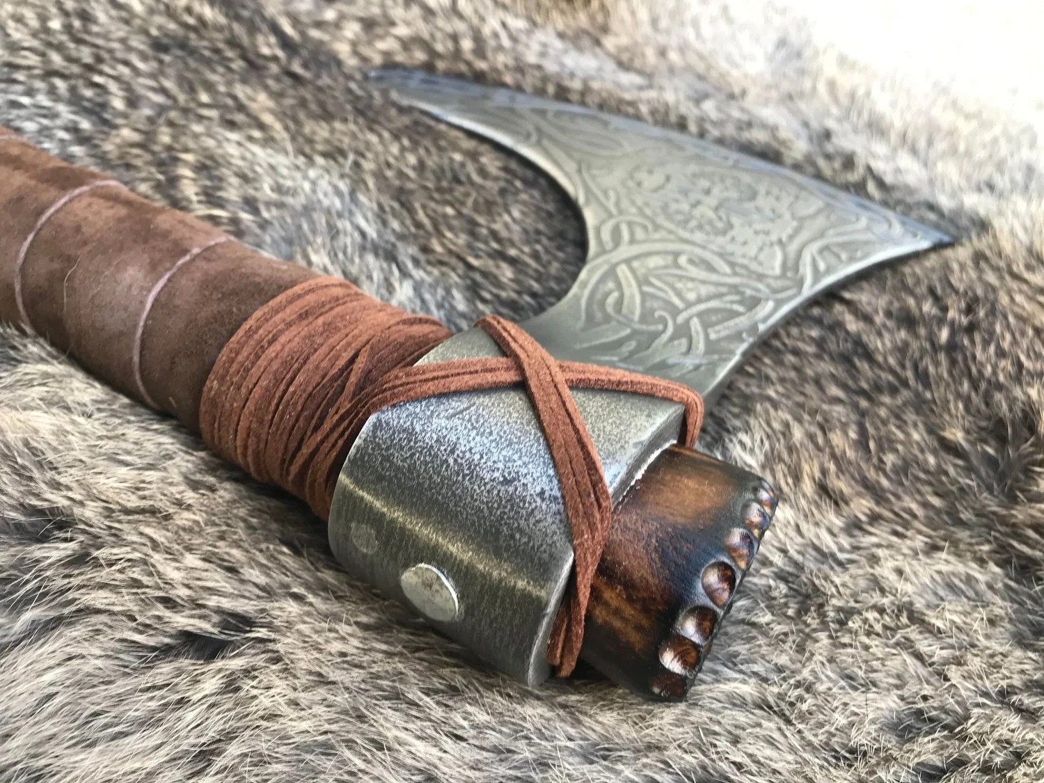 Bear Viking Hand Axe Engraved Modified Cold Steel