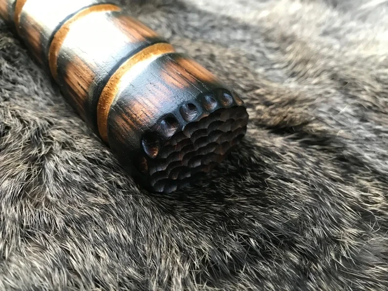 Large Viking Ram Berserker Hammer Hand Engraved Burned and Carved