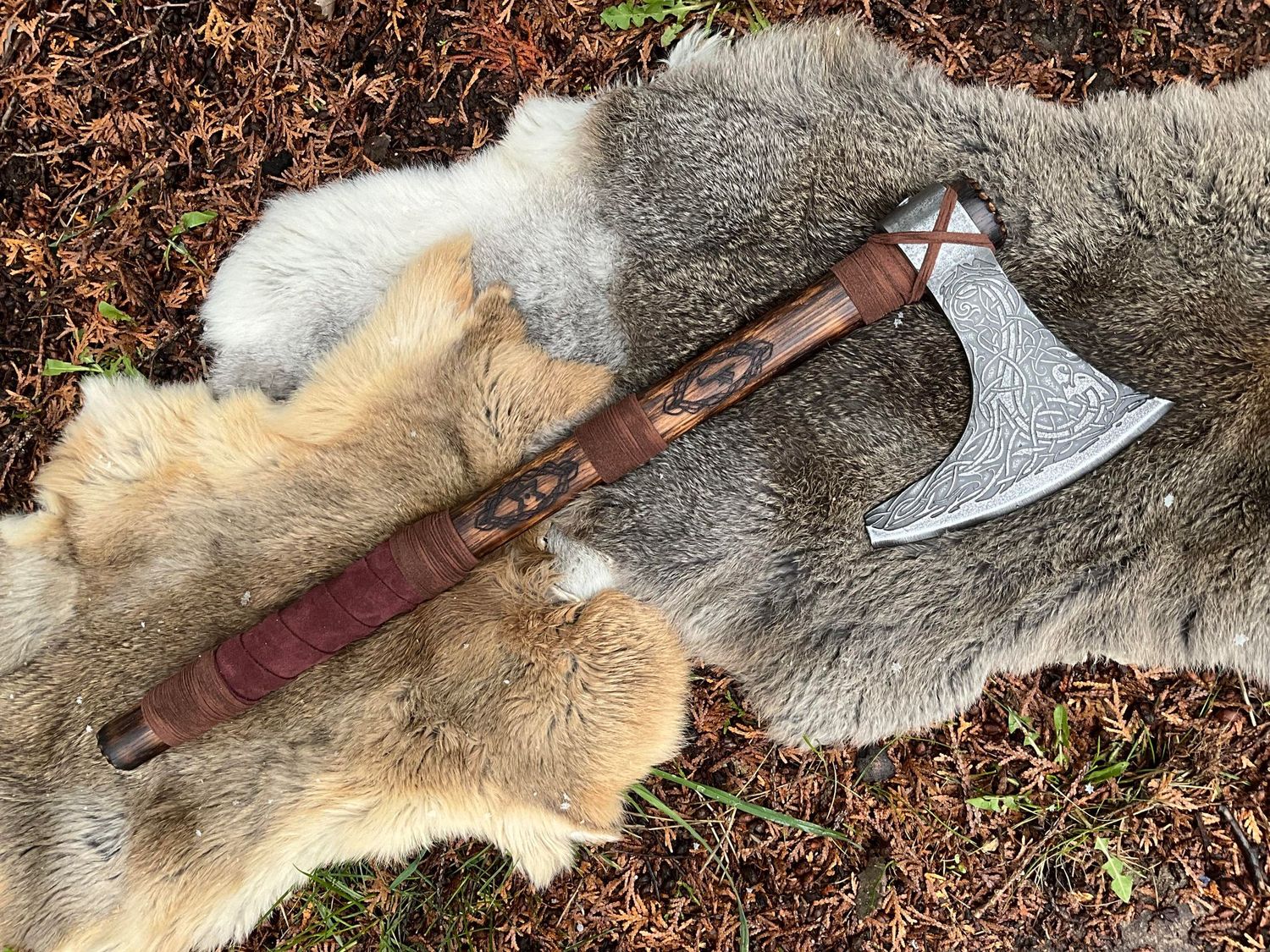 Norse Dragon Knot Bearded Hand Axe